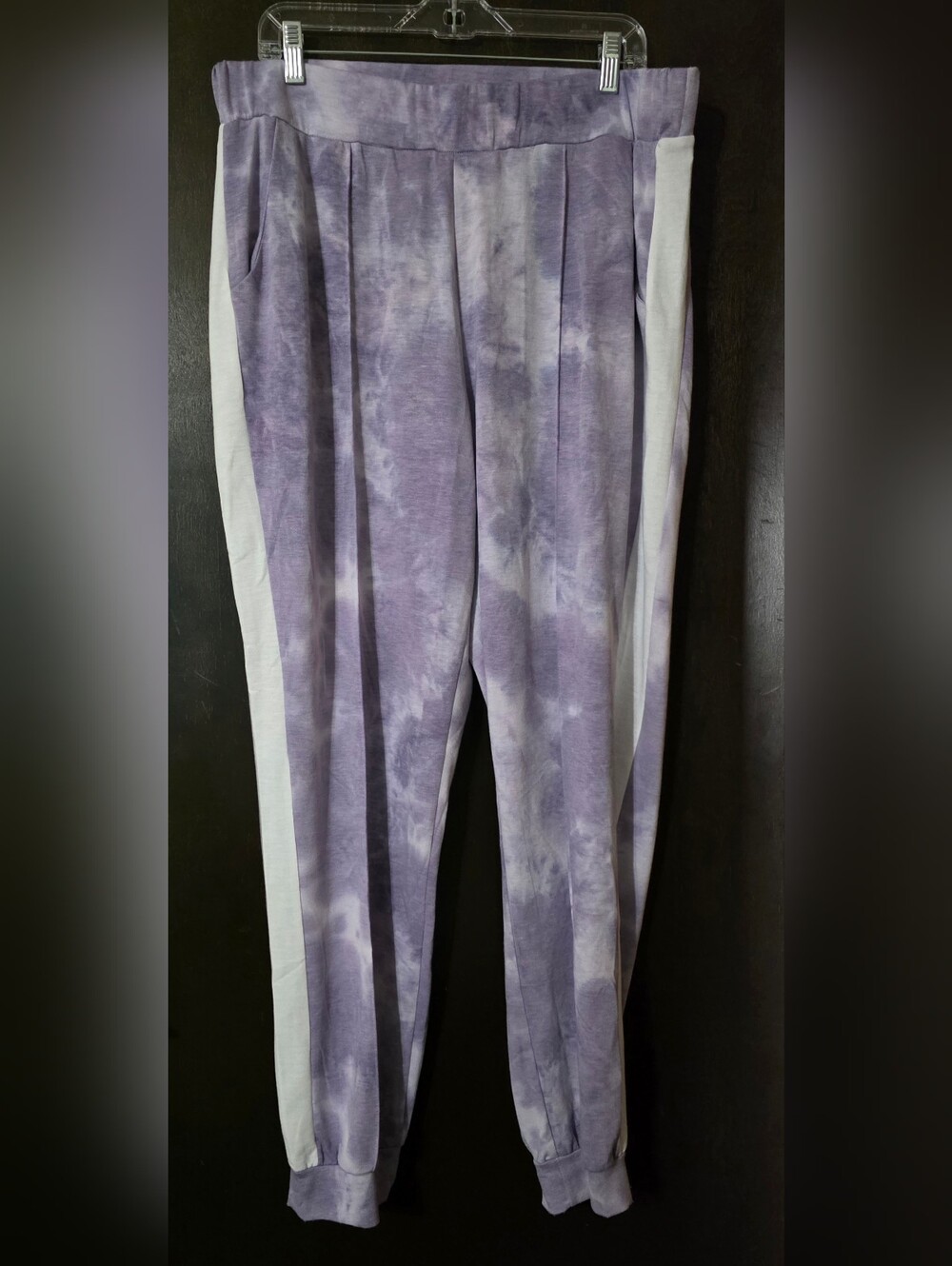 Ashley Stewart Sport Lavender Tie-Dye French Terry Joggers Side Stripe Sz 18/20